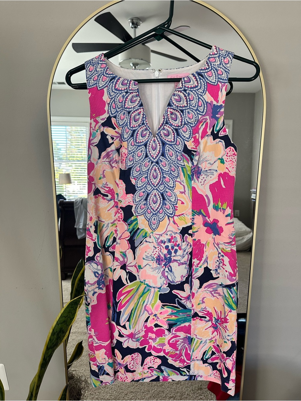 Lilly Pulitzer Pink and Navy Floral Shift Dress